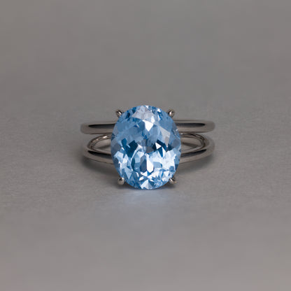 Aquablaue Eleganz - Cocktail Ring mit 6-Karat 5A lab-grown Spinell