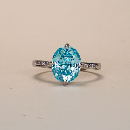4-Karat-Solitär-Ring mit seltenem Paraiba Neonblau-Farbton