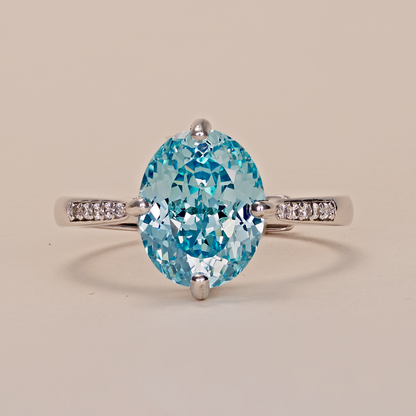 4-Karat-Solitär-Ring mit seltenem Paraiba Neonblau-Farbton