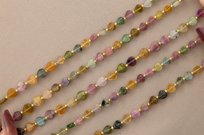 Bicolor-Turmalin Herz-Halskette, Wassermelonen & Paraíba Farbenspiel