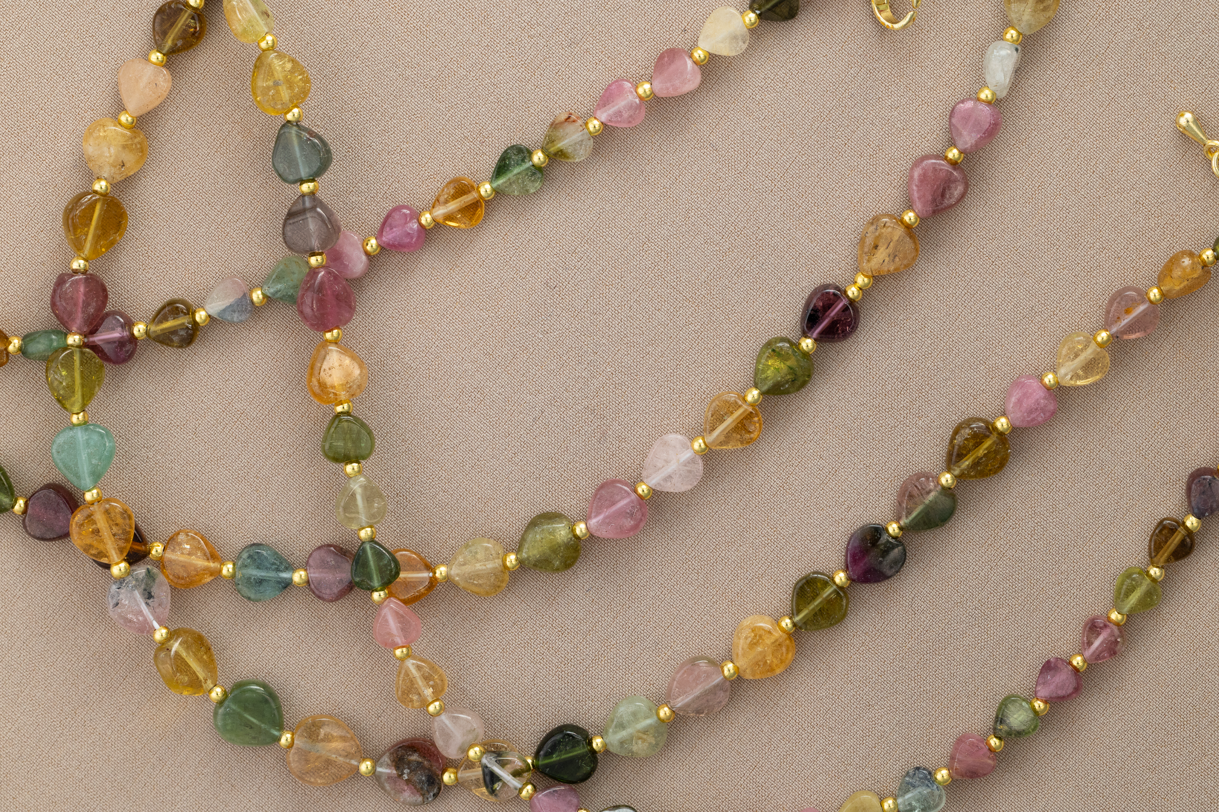 Bicolor-Turmalin Herz-Halskette, Wassermelonen & Paraíba Farbenspiel