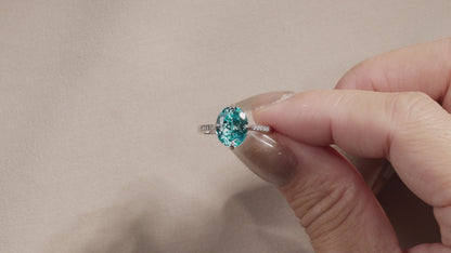 4-Karat-Solitär-Ring mit seltenem Paraiba Neonblau-Farbton